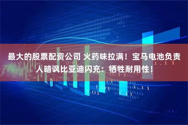 最大的股票配资公司 火药味拉满！宝马电池负责人暗讽比亚迪闪充：牺牲耐用性！